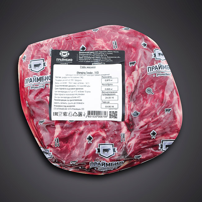 Стейк Мясника (Хенгинг Тендер, Hanging Tender, Onglet) ПраймБиф | Мясо ангуса кукурузного откорма 180 дней | Стейк из мраморной говядины купить с доставкой по Москве.